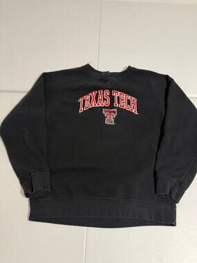 Genuine Stuff Texas Tech Red Raiders Crewneck Sweatshirt Mens Faded Black